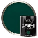 Vintro | Dark Green | Luxury Matt Emulsion | Smooth Chalky Finish | Multi Surface Paint | for Walls, Ceilings, Wood and Metal | 1L (Dark Green - Woodpecker Green)