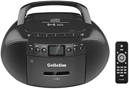 Gelielim Portable CD and Cassette Player Boombox Combo, Casette Tape Recorder with Remote, AM FM Radio, USB Playback with Earphone Jack, 5.1V Bluetooth Speaker, Battery Operated or AC Powered for