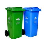 Plastic Nilkamal Manual-Lift Dustbin | 120 Liter | Color Options Available | Big Dustbin Extra Large Size | Dustbin With Wheels | Outdoor Garbage Cans | Big Dustbin With Lid | Green & Blue |Pack Of 2