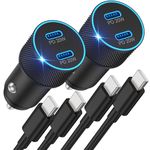 Power-7 Car Adapter for iPhone 16 Fast Car Charger, 2Pack 40W USB C Car Charger with 6FT USB C to C Cable for iPhone 16/16 Plus/16 Pro/16 Pro Max, iPad Pro/Air/Mini, Samsung, LG, Pixel, Android Phones