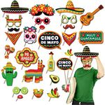 25 Count Mexican Party Decorations Fiesta Photo Booth Props Funny Photo Booth Selfie Props for Mexican Birthday Wedding Bachelorette Fiesta Themed Party Favors Supplies Decorations