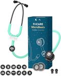 FriCARE Teal Stethoscope with 2 Tunbale Diaphragms - Pediatric Stethoscopes for Nurses, ICU/EMT - Health Monitor Estetoscopio, MicroBeats Harmony with 12 Zodiac Tags, Matte Black Chestpiece, 31.5''