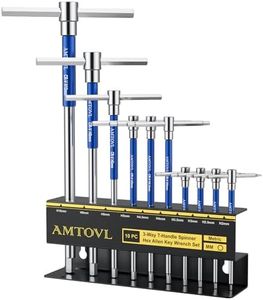 AMTOVL T-Handle Hex Allen Wrench Set - Metric, 10 Pcs 2mm-10mm, Sliding Handle, Chrome Vanadium Steel, with Aluminum Alloy Sleeves & Steel Storage Rack, for DIY, Mechanics, and Bicycle Enthusiasts