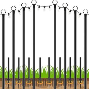 LETIANPAI 8 Pack String Light Poles,10 FT Metal Poles with Fork for Outdoor String Lights,Outdoor Light Poles with Fork,Poles/Post/Stand for Outside