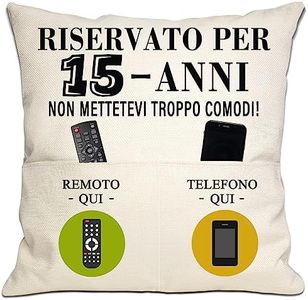 Bommex 15 ° compleanno regalo di compleanno tasca cuscino copertina per 15 anni ragazza ragazzo adolescenti figlia figlio nipote sorella amici 15 anni regalo(15)