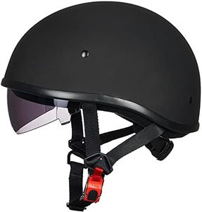 ILM Motorcycle Half Helmet with Sunshield Quick Release Strap Half Face Fit for Cruiser Scooter DOT Approved 883V (Matte Black, Medium)