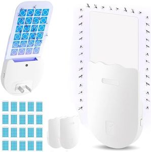 2 Pack Flying Insect Traps with UV Attractant Catcher, Indoor Plug-in Mosquito Killer with Warm Night Light for Flies, Fruit Flies, Moths & Gnats, 2 Device, 20 Pcs Adhesive Cards