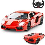 RASTAR RC Lamborghini Toy Car, 1:14 Lamborghini Aventador LP700-4 Remote Control Car, Working Lights - Orange