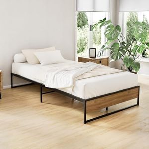 Artiss King Single Bed Frame Platform Beds (Base Only) Heavy Duty Metal Frames Bedroom Room Decor Home Furniture White with Reinforced Legs, 300kg Weight Capacity, Wooden Footboard, Modern Design