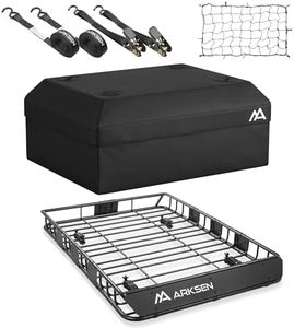ARKSEN 54" x 39" x 5" Roof Rack Cargo Basket with Extension, Heavy Duty Steel Rooftop Carrier with Waterproof Bag, Net&Tie Down Straps, 150 lbs Capacity, Universal Fit for SUV, Truck, RV, Pickup