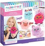 Make It Real DIY Cuddle Mob Kit - Create 4 Adorable Pom Pom Characters with 36 Pieces - All-in-One Arts & Crafts Set for Tweens & Girls - Fun, Skill-Building Craft for Kids Ages 8+ Creative Gift