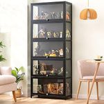 curio cabinets with glass doors glass display cabinet curio cabinet display cabinet Natural bamboo frame, safe and healthy, flip and hover cabinet door, sealed and dustproof, easy to clean 70*32*172