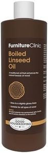 Furniture Clinic Boiled Linseed Oil | 500ml / 17 Fl Oz | Refined Oil for Wood Furniture, Stone & Metal | Fast Drying Glossy Finish | Restore & Protect | for Tables, Cabinets, Handles, & More