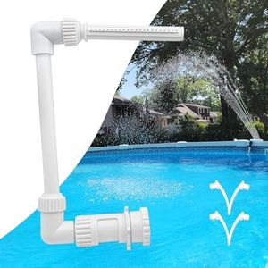 Pool Waterfall Spray Pond Fountain for Above and In-Ground Pools, Adjustable Spray Pool Waterfall with 2 Pack V Clip for Swimming Pool Brush, White