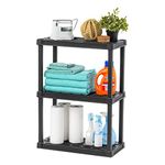 IRIS USA 3-Tier Heavy Duty Shelving Unit, 83cm Tall - 18kg per Shelf, Modular Garage Rack Storage Organizer for Home, Basement, Laundry & Utility Room, 30 D x 61 W x 83 H (cm) - Black