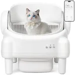 Paruuntys Self Cleaning Litter Box,Open Top Automatic Litter Box with App Control for Multiple Cats, Safety Sensors Protection, Odor Control Includes 2 roll Liners,Large Waste Bin, Cream White