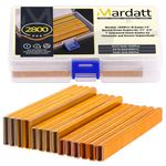 Mardatt 2800Pcs 18 Gauge Narrow Crown Staples, 1/2", 3/4", 1" Galvanized Finish Staples Heavy Duty Narrow Staples for Pneumatic or Electric Stapler(Gold)