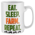 Eat Sleep Farm Repeat, Farming Gifts for Men, Funny Mug, Novelty Mugs, Fathers Day Gift Idea Grandad Dad Tractor Farmer, White, One Size