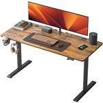 CubiCubi 55"x24" Standing Desk, Electric Stand up Height Adjustable Home Office Table, Sit Stand Desk with Splice Board, Black Frame & Rustic Brown Top