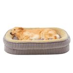 DEBANG HOME Orthopedic Dog Bed for Medium, Large Dogs Breeds, High Density Egg Crate Foam Dog Sofa Beds with Four Sided Bolster,Oval Kennel Bed, Pet Couch Bed,Removable Washable Cover& Non-Slip Bottom