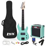 LyxPro 30 Inch Electric Guitar and Starter Kit for Kids with 3/4 Size Beginner’s Guitar, Amp, Six Strings, Two Picks, Shoulder Strap, Digital Clip On Tuner, Guitar Cable and Soft Case Gig Bag - Green