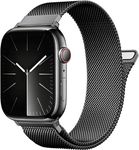 Quickprime Compatible Apple Watch Straps 45mm 44mm 42mm for Women Men, Metal Mesh Stainless Steel Band with Magnetic Closure for iWatch Series 8 | 7 | 6 | 5 | 4 | 3 | 2 | 1 | SE and SE2 (Black)