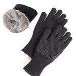 MAGISDU Thermal Gloves Women&Men Touch Screen Merino Wool Winter Warm Fleece Double Layer Knitted Unisex Stretchy