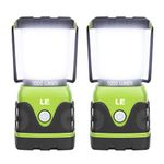 LE Camping Lantern, 1000 Lumen Camping Lights Battery Powered, Dimmable Warm to Cool White Modes, Tent Lights with Long Battery Life, Camping Accessories for Outdoors and Emergency, Pack of 2