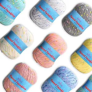 Tweed Twinkles Soft Baby Yarn for Crocheting, 8 Skeins, 696Yds/400G, Free Patterns - Acrylic Baby Blanket Knitting Yarn with Flecks - Size 3 DK Light Worsted Weight - Pastel Pack