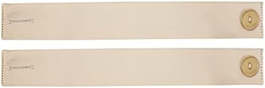 Sunnydaze 13.5-Inch Polyester Curtain Tiebacks with Resin Buttons - Holdbacks for Curtains and Drapes - 2-Pack - Beige