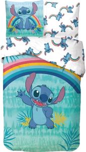 Parure da letto Stitch, copripiumino Disney140 x 200 cm + federa 65 x 65 cm, 100% cotone (arcobaleno)