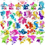 30 Packs Rainbow Bulk Ocean Mini Pop Fidget Keychain Bubble Gift for Boys Girls Birthday Holiday Party Favors, Small Classroom Student Rewards Prizes