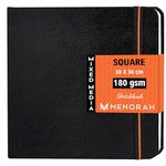 MENORAH - Sketch Book for Artist - Square - 180 GSM - Square Sketchbook - for Drawing - Hard Bound - 100 Pages/50 Sheets - (30.0 x 30.0 cm) - (Black)