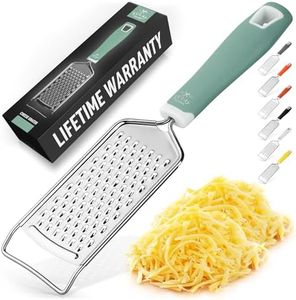 Zulay Kitchen Professional Cheese Grater Stainless Steel - Durable Rust-Proof Metal Lemon Zester Grater With Handle - Flat Handheld Grater For Cheese, Chocolate, Spices, And More - Mint