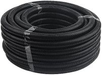 MUKCHAP 20m ID 20mm x OD 25mm Corrugated Tube, Flexible Corrugated Conduit Tube, Corrugated Tube Cable Wire Tube for Car Tubing, Trunking, Black