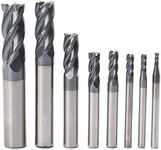 CNC End Mill Set, Carbide Tungsten Steel 4 Fultes Milling Cutter, Router Bits Rotary Bits Tool Straight Shank 2-12mm 8pcs