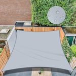 Waterproof Sun Shade Sail 12' x 12' Rectangle UV Block Sunshade,Heavy Duty Permeable 185GSM Backyard Shade for Backyard Yard Deck Patio Garden Outdoor Activities and Facility-Gray