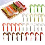 Funzhan Grub Tail Fishing Soft Plastic Lures Worm Swimbait Jerkbait CrankBait Curly Tail Tubes Swimming Baits for Bass Crappie Saltwater Freshwater