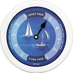 JUSTIME 8.5 Inch Atlantic Tide Clock Colorful Digital Graphics Designed, Quality Plastic Water Resistant Case, Home Wall Décor (TT024-Yacht White)