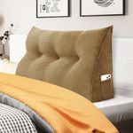 WOWMAX Triangular Headboard Pillow Twin Bed Wedge Pillow for Headboard Large Bolster Pillow for Bed Wedge Pillow Headboard Daybed Pillows with Removable Cover, Corduroy(100% Cotton), Taupe