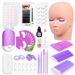 442 PCS Lash Kit for Eyelash Extension, Professional Lash Extension Training Kit: Mannequin Head, Lash Cluster, Fan Dryer, Lash Glue, Eyelash Remover, Lash Extension Supply Tool for Beginner Practice