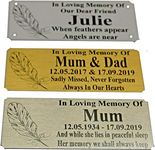 MEMORIAL BENCH PLAQUE PERSONALISED GRAVE SIGN 5" X 2" WITH FEATHER DESIGN AND A CHOICE OF 3 COLOURS - SAME DAY DISPATCH 1ST CLASS UP UNTIL 12:00 P.M. (NOT INCLUDING WEEKENDS)