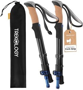 TREKOLOGY 2PCS Collapsible Hiking Poles - Lightweight Trekking Poles for Men, Women & Seniors - Nordic Walking Pole with Cork Handle - Retractable Walking/Hiking Sticks
