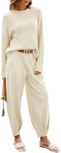 oten Track Suits For Womens Set 2 Piece Lounge Set Long Sleeve Sweatshirts And Long Pants Lounge Set Beige Small