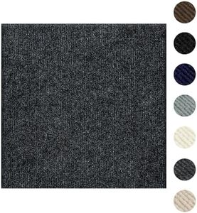 ZOWZOW Carpet Tiles Peel and Stick 24” x 24”, Self Adhesive Soft Padded Flooring Stickers, Dark Gray Home Decor for Bedroom Living Room Office, 20 Tiles & 80 sq ft per Box