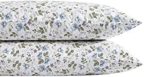 Laura Ashley Home - Pillow Case Set, Cotton Sateen Bedding, Softens with Each Wash (Spring Bloom Purple, 2 Piece)