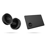 Tile Sticker (2022) Bluetooth Item Finder, Pack of 2, 45 m finding range, works with Alexa and Google Home, Black & Slim (2022) Bluetooth Item Finder, Pack of 1, 60 m finding range, Black