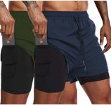 COOFANDY Men's 2 Pack Running Shorts 2 in 1 Workout Shorts Quick Dry Gym Training Athletic Jogger with Phone Pockets