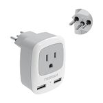 Switzerland Power Adapter Travel Plug, TESSAN International Power Adaptor with Dual USB Charging Ports, Power Outlet Wall Charger for USA/Canada to Switzerland, Liechtenstein, Rwanda (Type J)