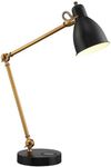 Lite Source LS-23332 Wellington - One Light Table Lamp, Antique Brass Finish with Black Shade